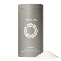 Nutrafol Strength collagen nutraceutical canister with powder