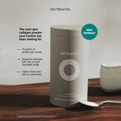 Nutrafol Strength collagen powder next-gen hair support flyer