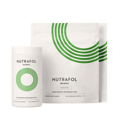 Nutrafol Women hair growth supplement bottle with refill pouch