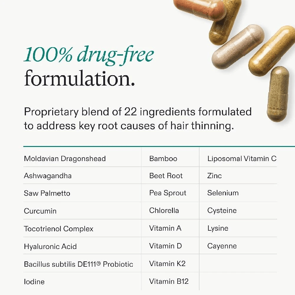 Nutrafol Women drug-free formulation with 22 hair growth ingredients