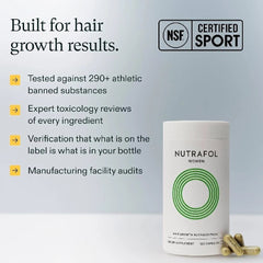Nutrafol Women bottle with NSF Certified for Sport hair growth benefits