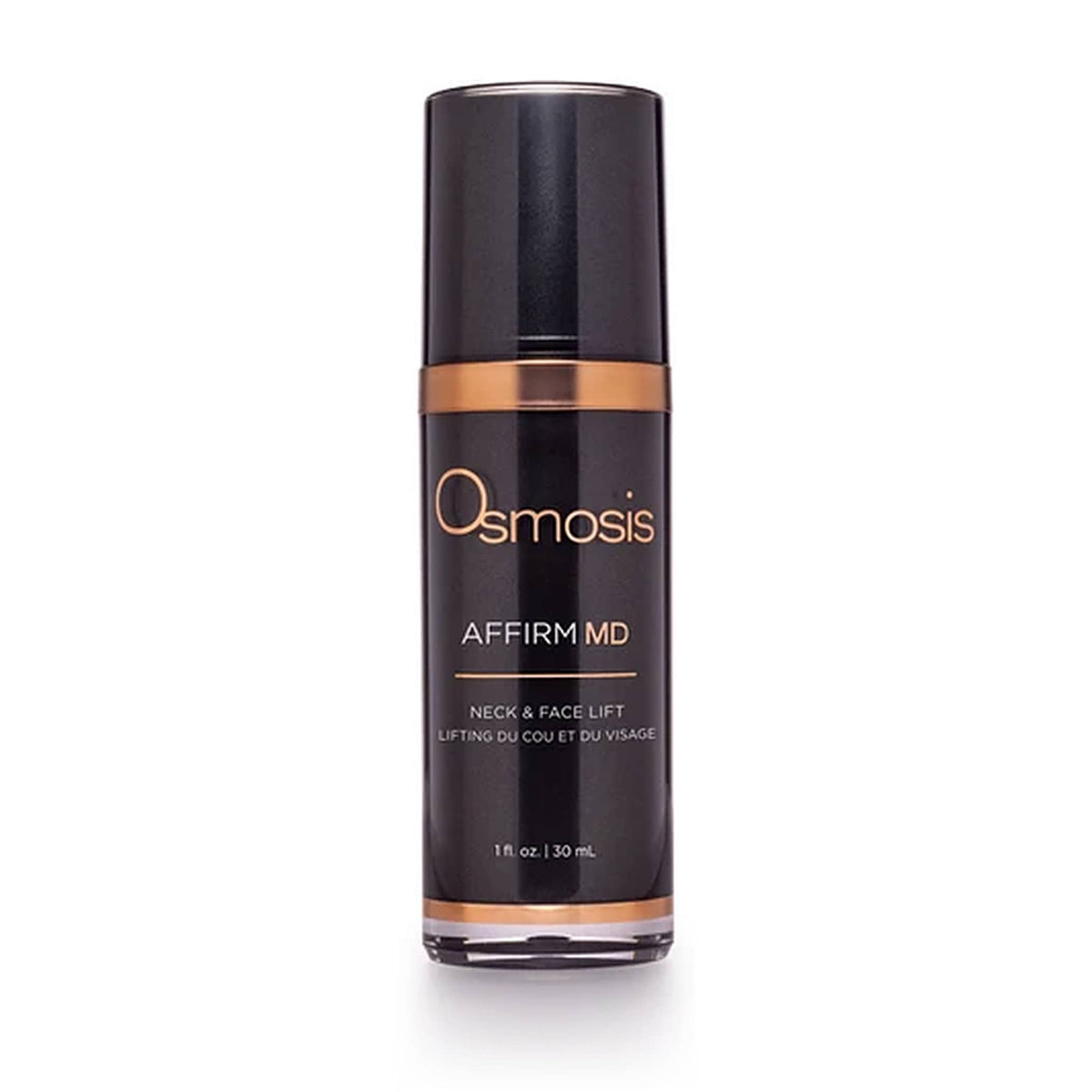 Osmosis Affirm MD Neck and Face Lift serum 1 fl oz bottle with copper accents on white background