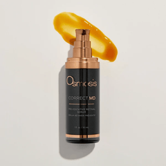Osmosis Correct MD retinal serum bottle with golden serum texture swatch