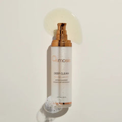 Osmosis Deep Clean Detox Cleanser bottle with clear gel texture swatch and foam lather