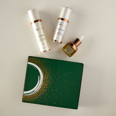 Osmosis Let It Glow Kit featuring Cleanse Replenish and Nourish skincare gift set on a neutral background