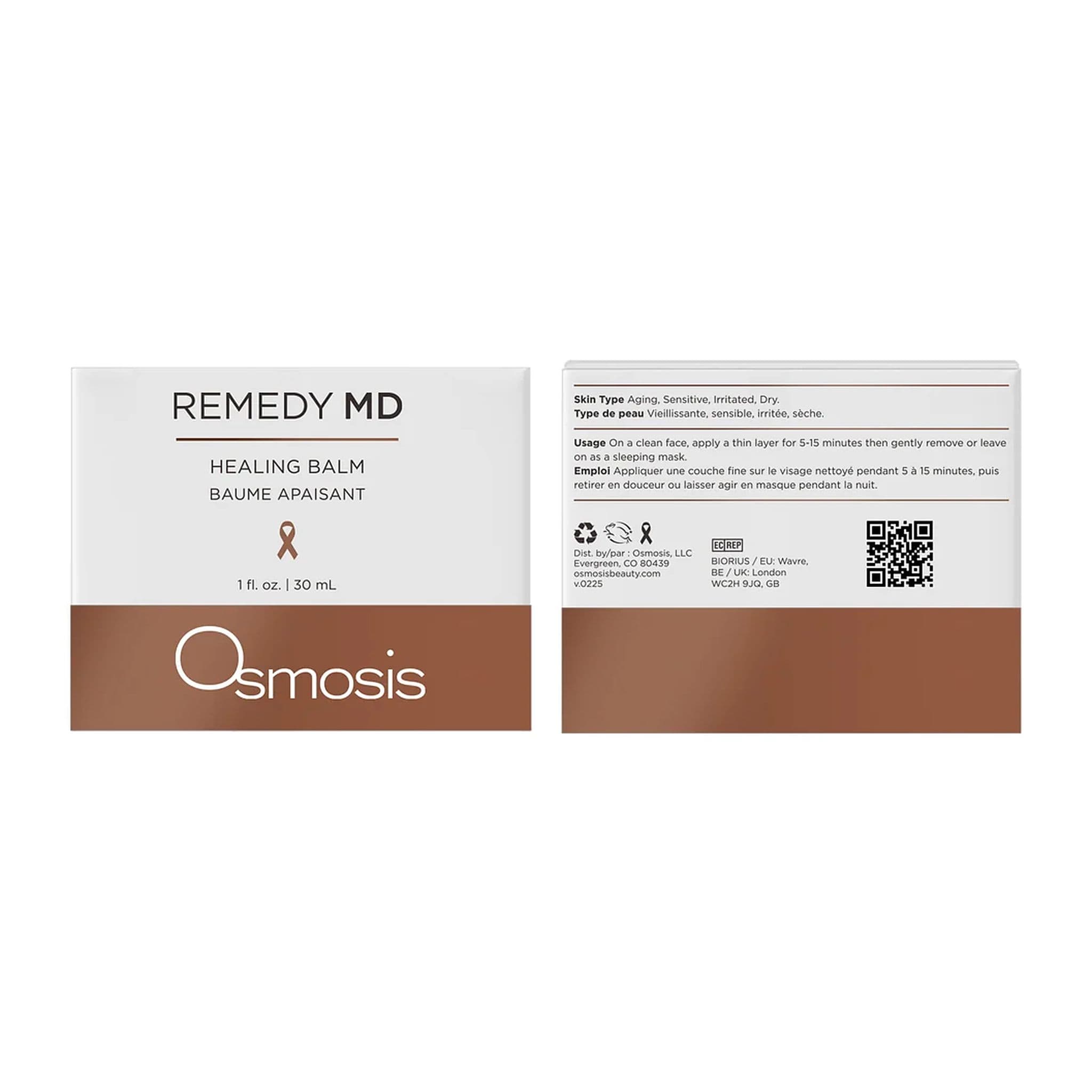 Osmosis Remedy MD Healing Balm box front and back with usage directions