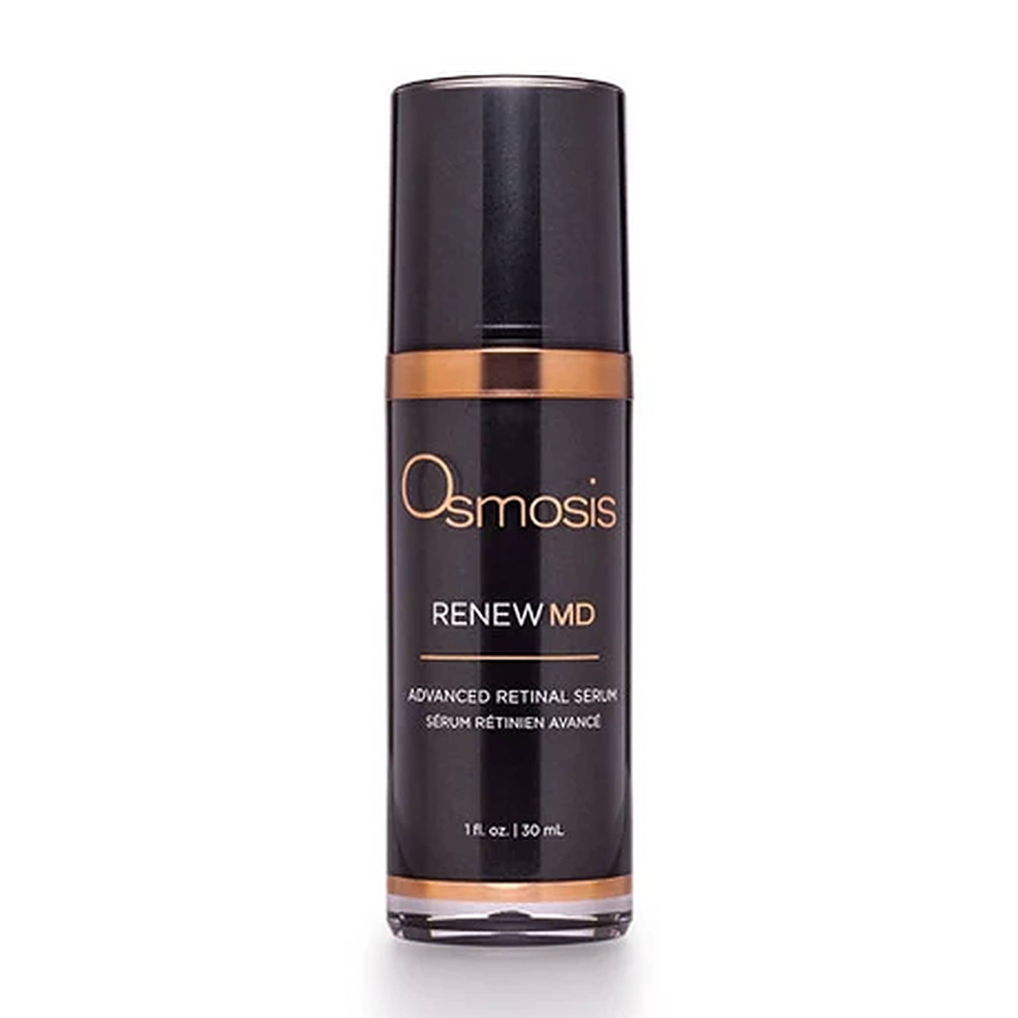 Osmosis Renew MD Advanced Retinal Serum 1 oz black and bronze pump bottle