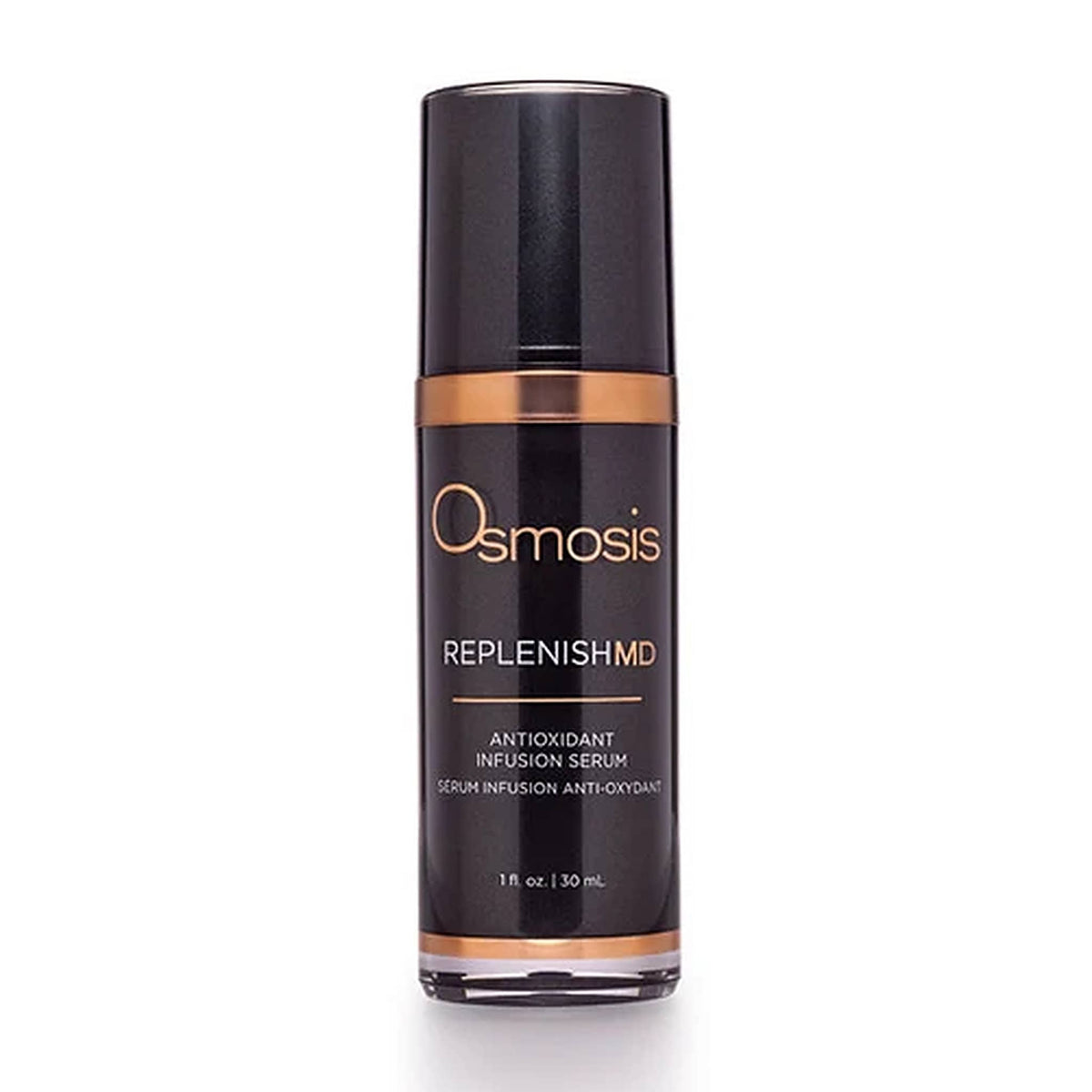 Osmosis Replenish MD Antioxidant Infusion Serum 1 oz black and bronze pump bottle