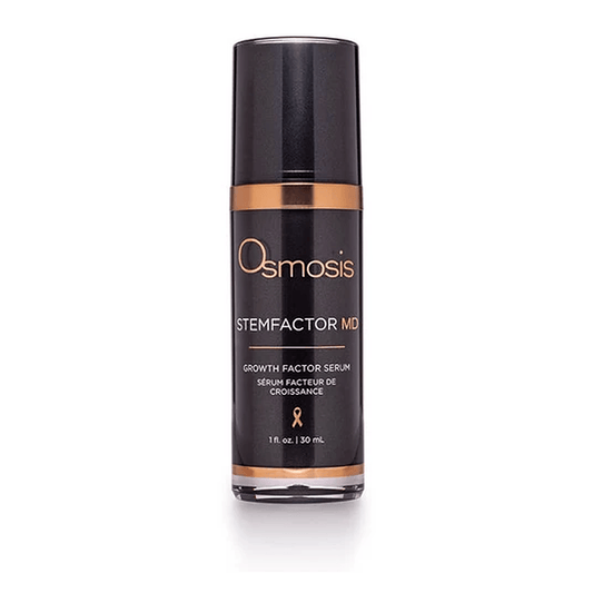 Osmosis StemFactor MD growth factor serum 1 fl oz black airless pump bottle with rose gold accents