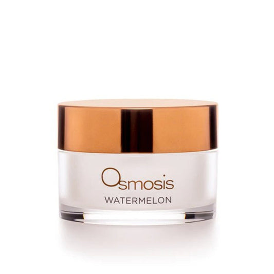 Osmosis Watermelon moisturizer jar with rose gold lid on white background