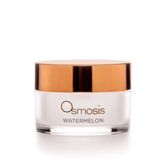 Osmosis Watermelon moisturizer jar with rose gold lid on white background