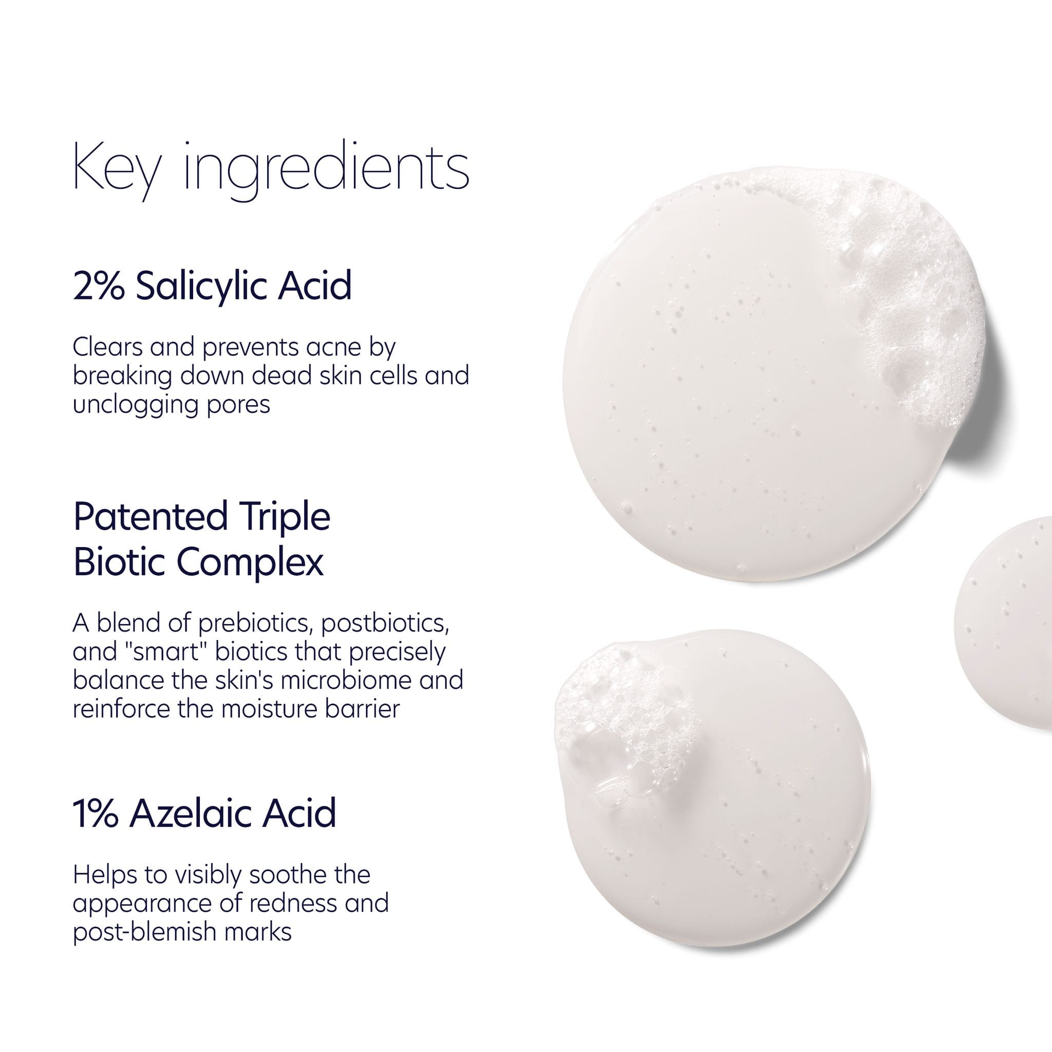 Key ingredients in PCA Skin Acne Control Prebiotic Gel Cleanser including salicylic acid and azelaic acid
