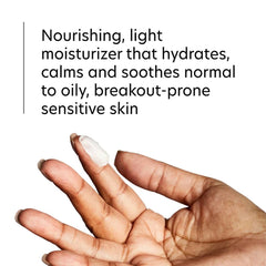PCA Skin Clearskin moisturizer on fingertip to hydrate and calm breakout-prone sensitive skin