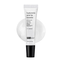 PCA Skin Hyaluronic Acid Lip Booster tube with clear gel texture swatch