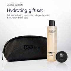 PCA Skin hydrating toner and collagen hydrator with black travel bag