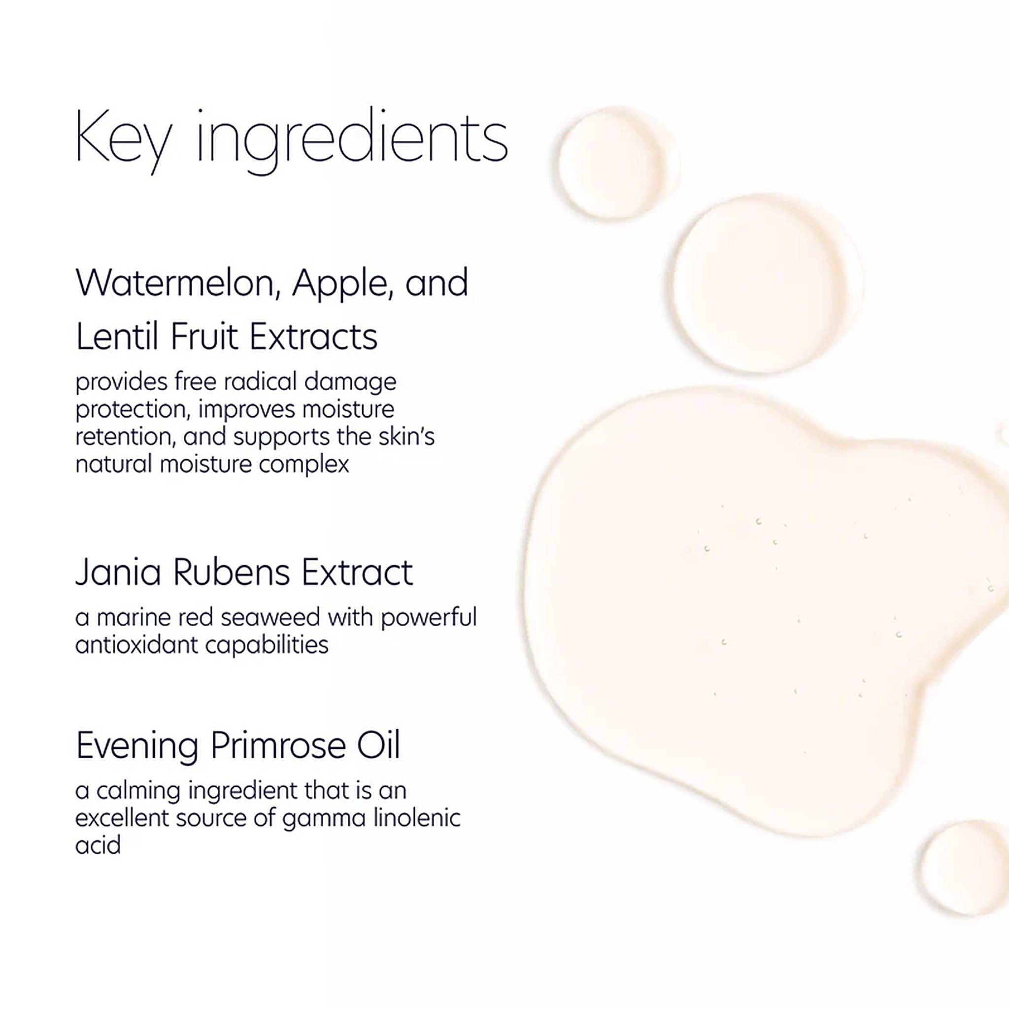 PCA Skin Hydrating Toner key ingredients with fruit extracts red seaweed and evening primrose oil