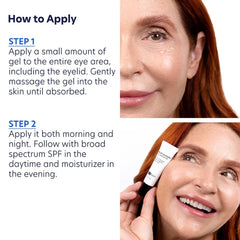 Woman applying PCA Skin Ideal Complex Revitalizing Eye Gel around the eye morning and night