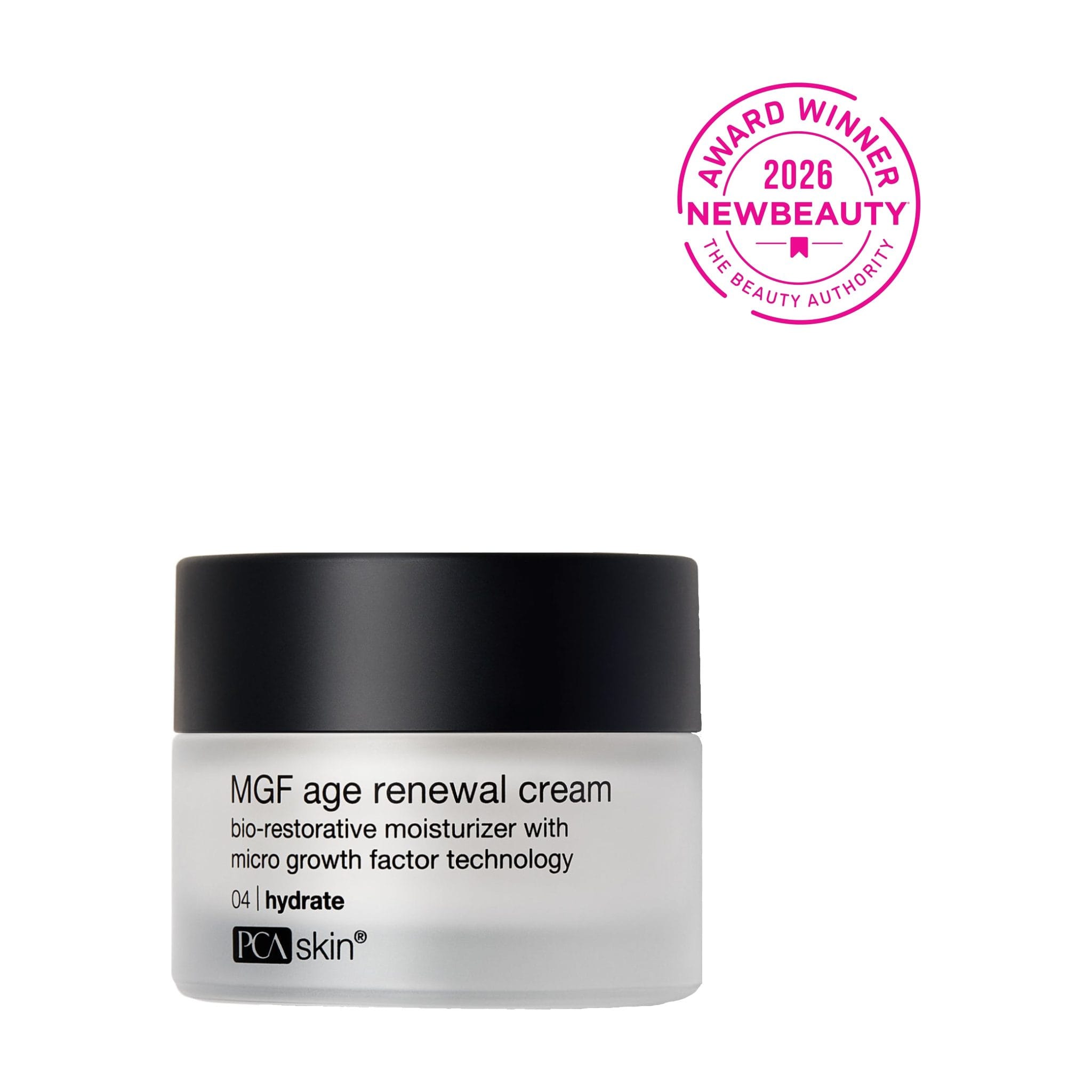 PCA Skin MGF Age Renewal Cream bio-restorative moisturizer with micro growth factor technology, 2026 NewBeauty Award Winner