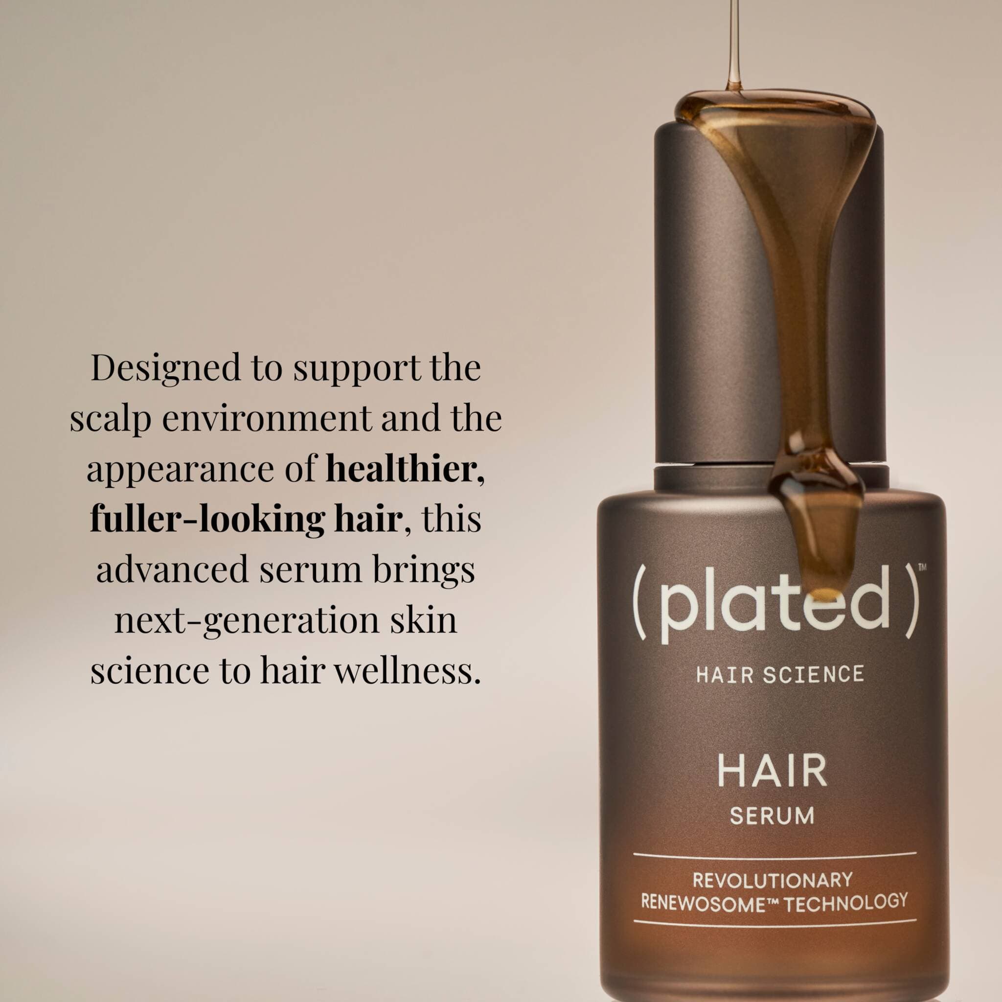 Plated Hair Serum bottle with dropper dripping formula for scalp support