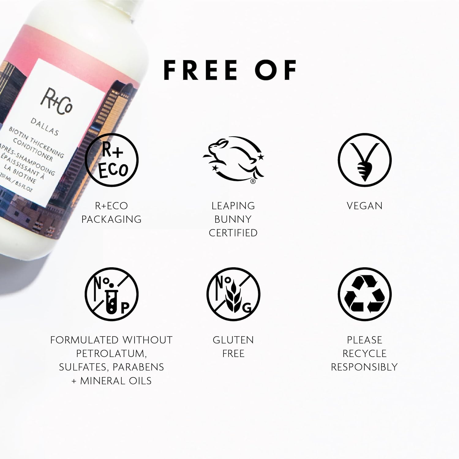 R+Co Dallas Biotin Thickening Conditioner Free Of shop at Exclusive Beauty Club