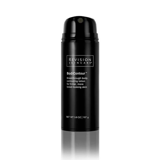Black bottle of Revision Skincare BodiContour on a white background