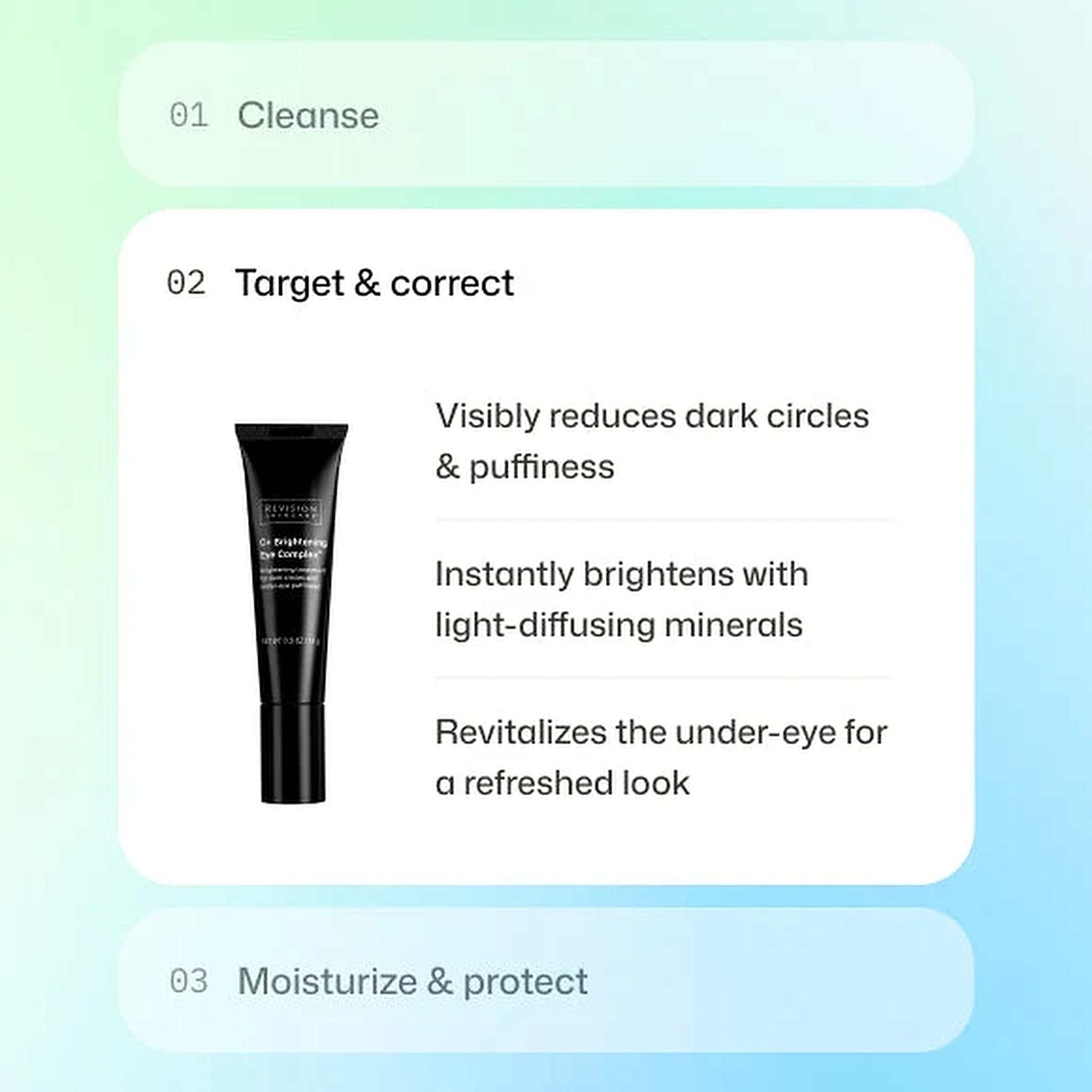 Revision Skincare C+ Brightening Eye Complex tube to reduce dark circles and puffiness and brighten under-eye