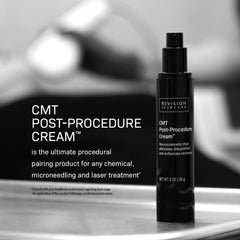 CMT post-procedure cream 2oz bottle on treatment tray