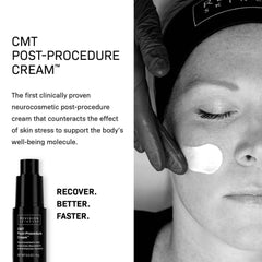 Esthetician applying CMT post-procedure cream to cheek