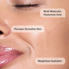 Close-up of glowing hydrated skin after Revision Skincare HA HydraSerum+ with multi-molecular hyaluronic acid