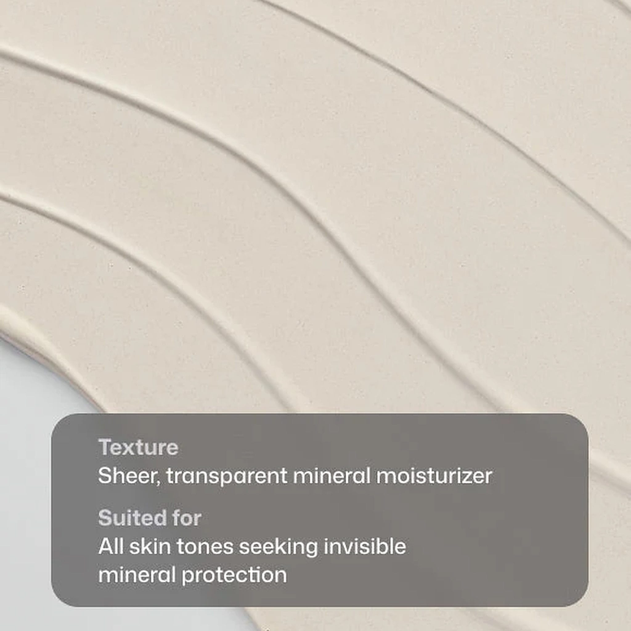 Sheer transparent Revision Skincare Intellishade TruPhysical Clear mineral moisturizer texture swatch (101)