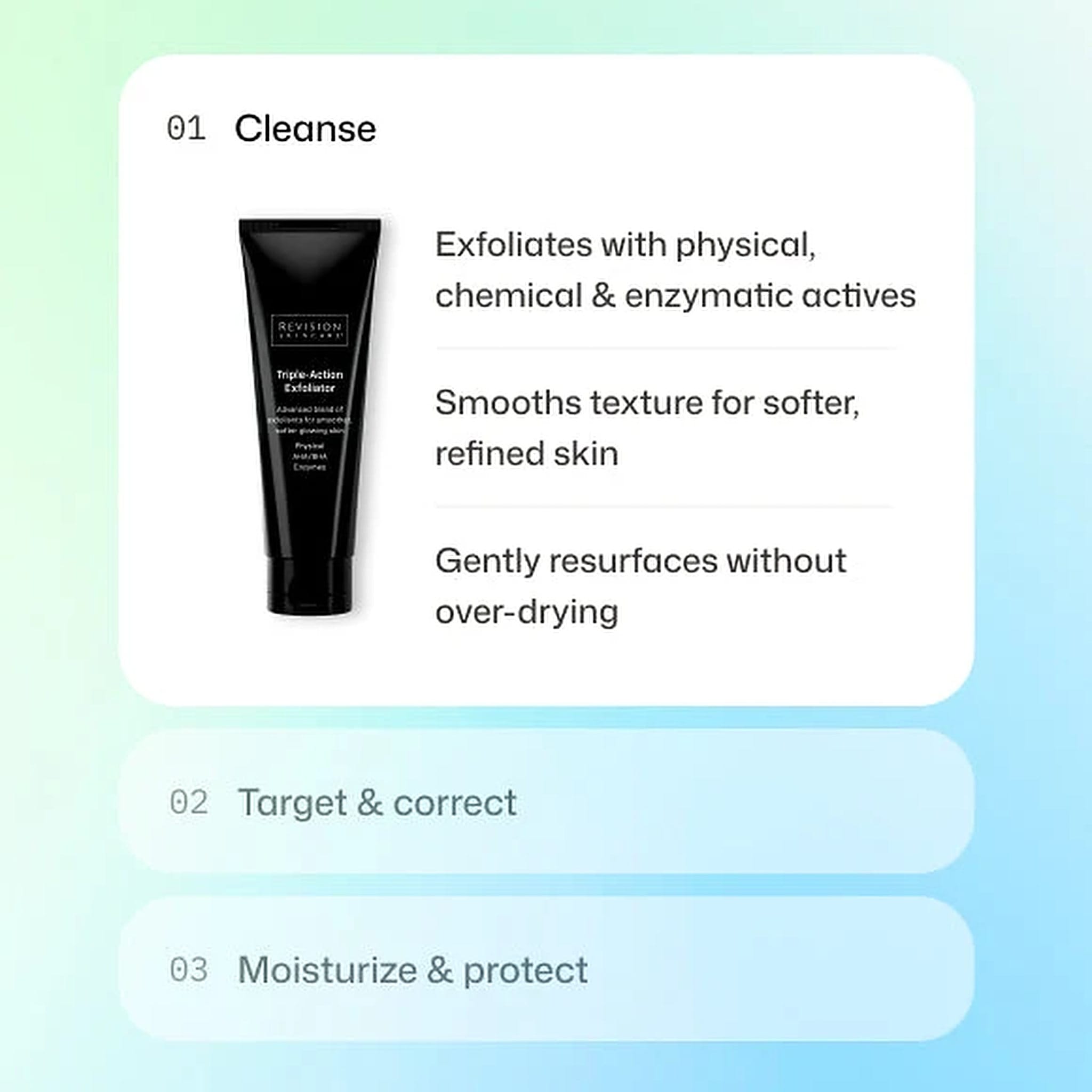 Revision Skincare Triple-Action Exfoliator tube with physical chemical and enzymatic actives for resurfacing (108)