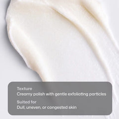 Creamy Revision Skincare Triple-Action Exfoliator texture swatch with gentle exfoliating particles (98)