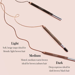 RMS Beauty Back2Brow Pencil shades Light Medium and Dark with shade guide 3