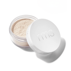 RMS Beauty loose setting powder in Light shade with lid open beside jar 1
