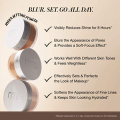 Hydra Setting Powder jars stacked beside key benefits like blurring and hydration 5
