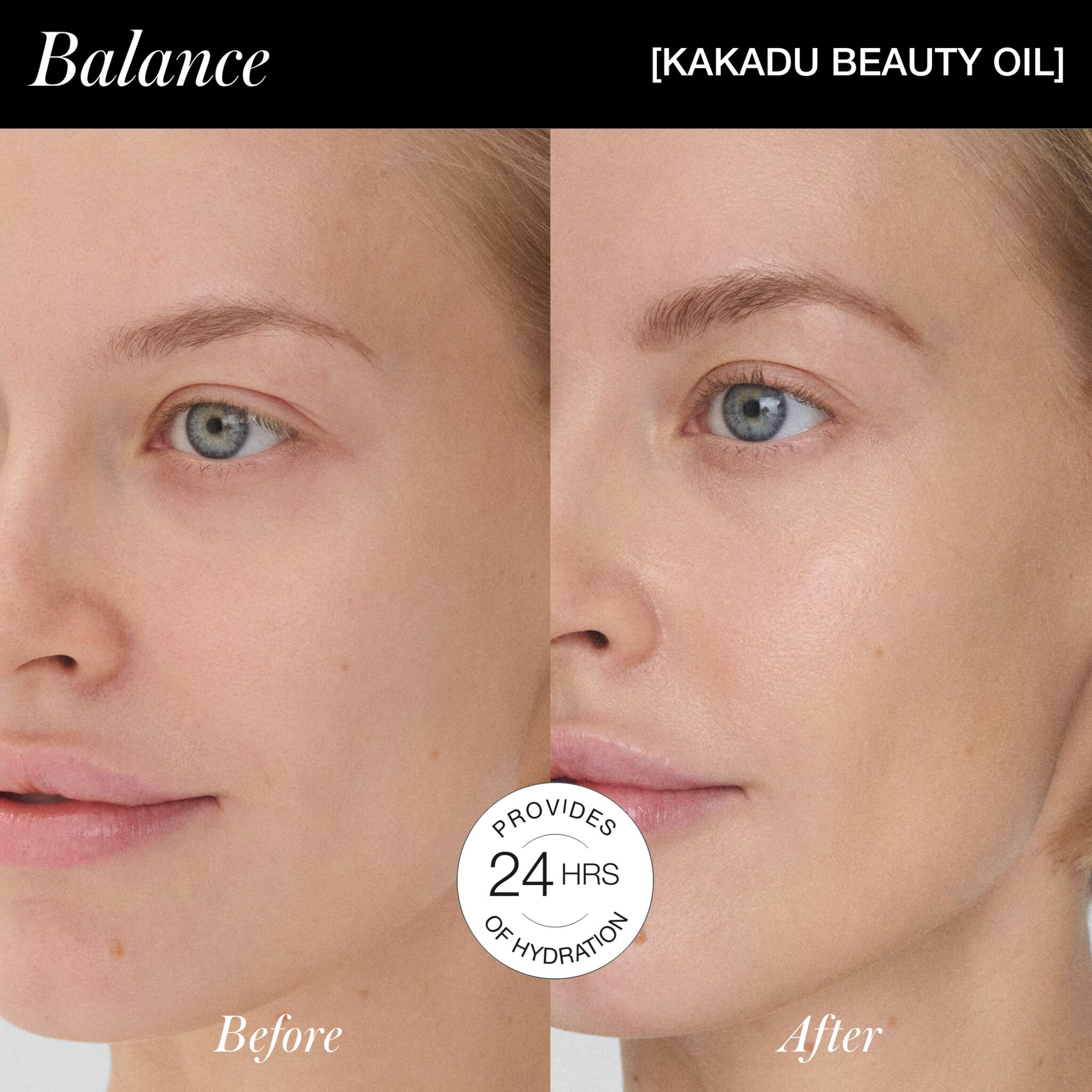 Bare skin compared to Kakadu Beauty Oil application on fair skin