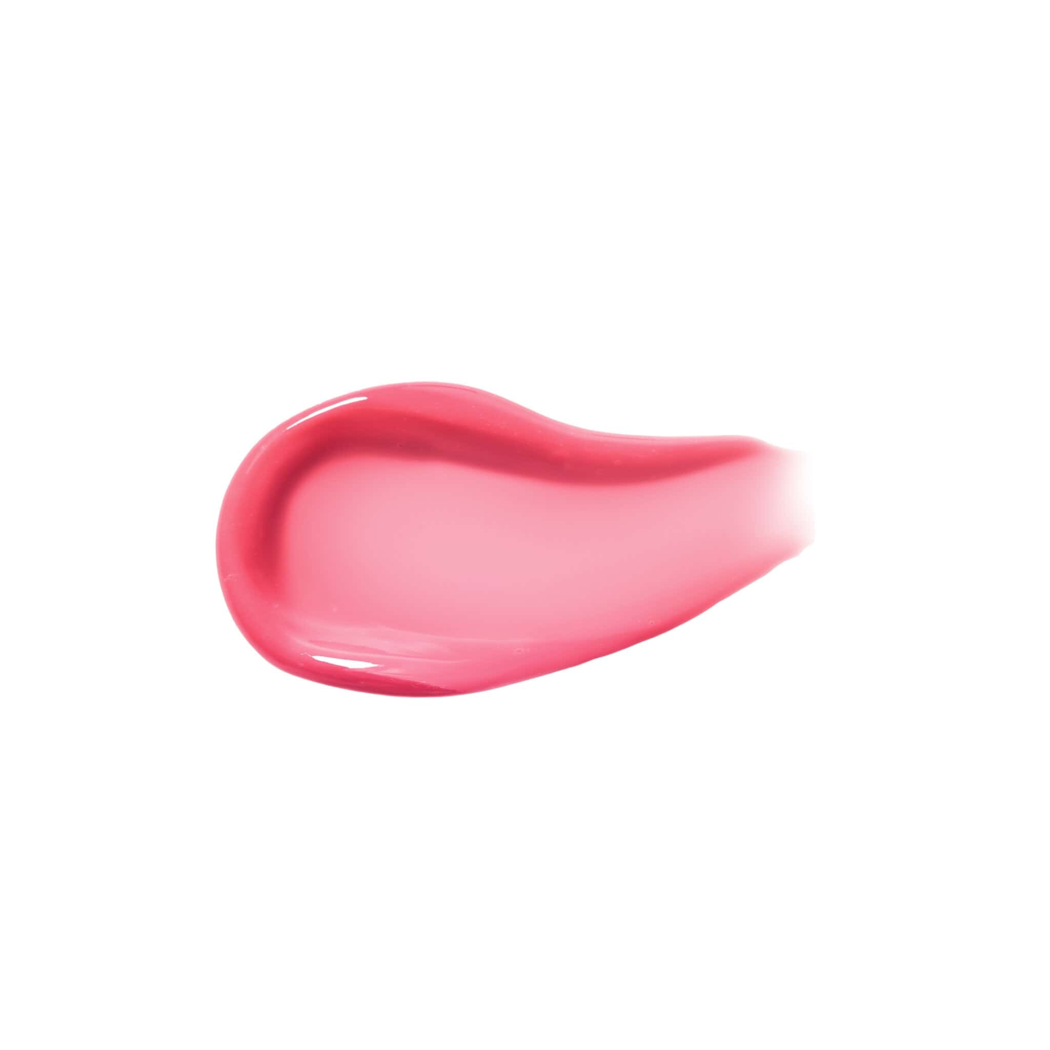 Karolina lip oil swatch showing coral pink glossy finish 2