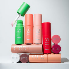 rms beauty lip oil collection styled in a stacked color arrangement 9