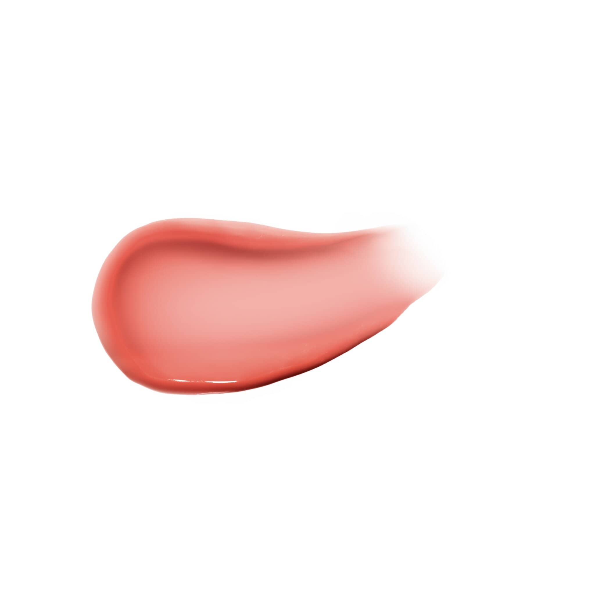 Lucia lip oil swatch showing warm rosy nude glossy finish 2