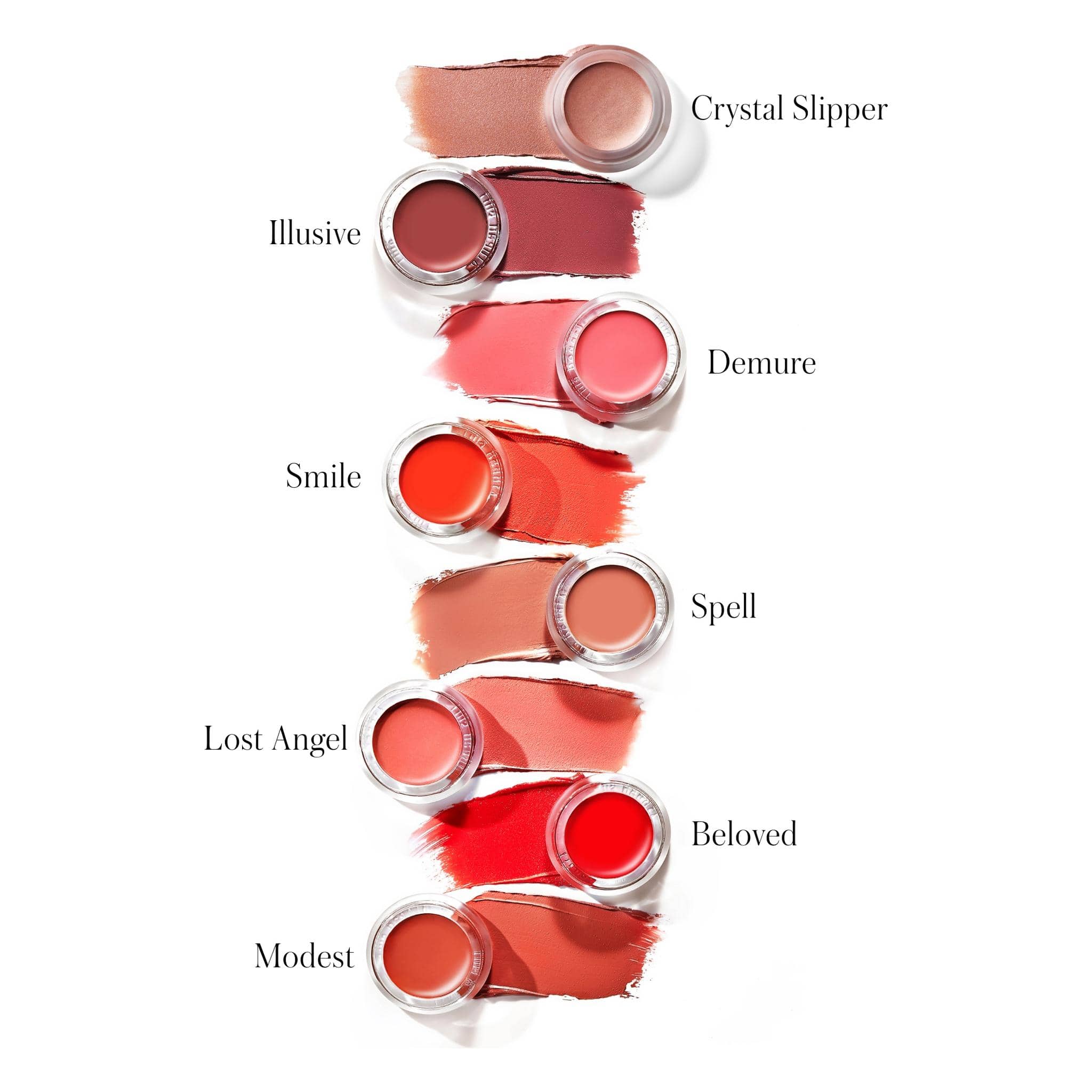 RMS Beauty Lip2Cheek shade guide featuring Crystal Slipper among the full color lineup 3