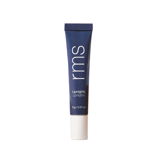 RMS Beauty Lipnights overnight lip treatment tube with navy blue packaging