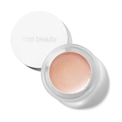 RMS Beauty Luminizer in Champagne Rose a shimmering pink gold cream highlighter in an open jar 1