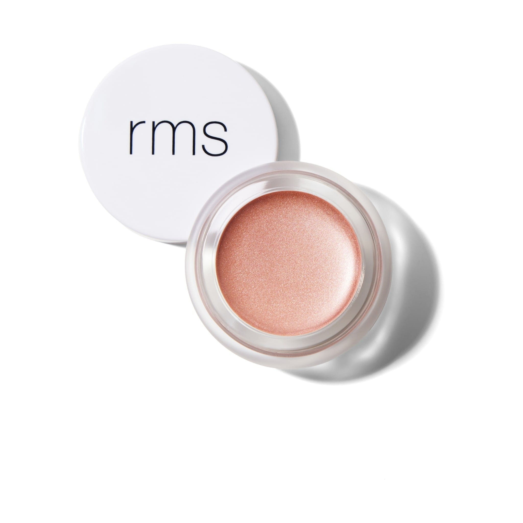 RMS Beauty Luminizer Crystal Slipper swatch showing a rose gold cream highlighter 1