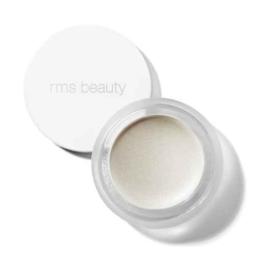 RMS Beauty Luminizer in Living a soft pearl cream highlighter in an open jar 1