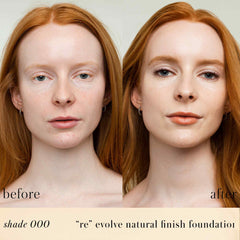 RMS Beauty ReEvolve foundation before and after on fair skin shade 000 2