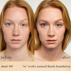 RMS Beauty ReEvolve foundation before and after on fair skin shade 00 2