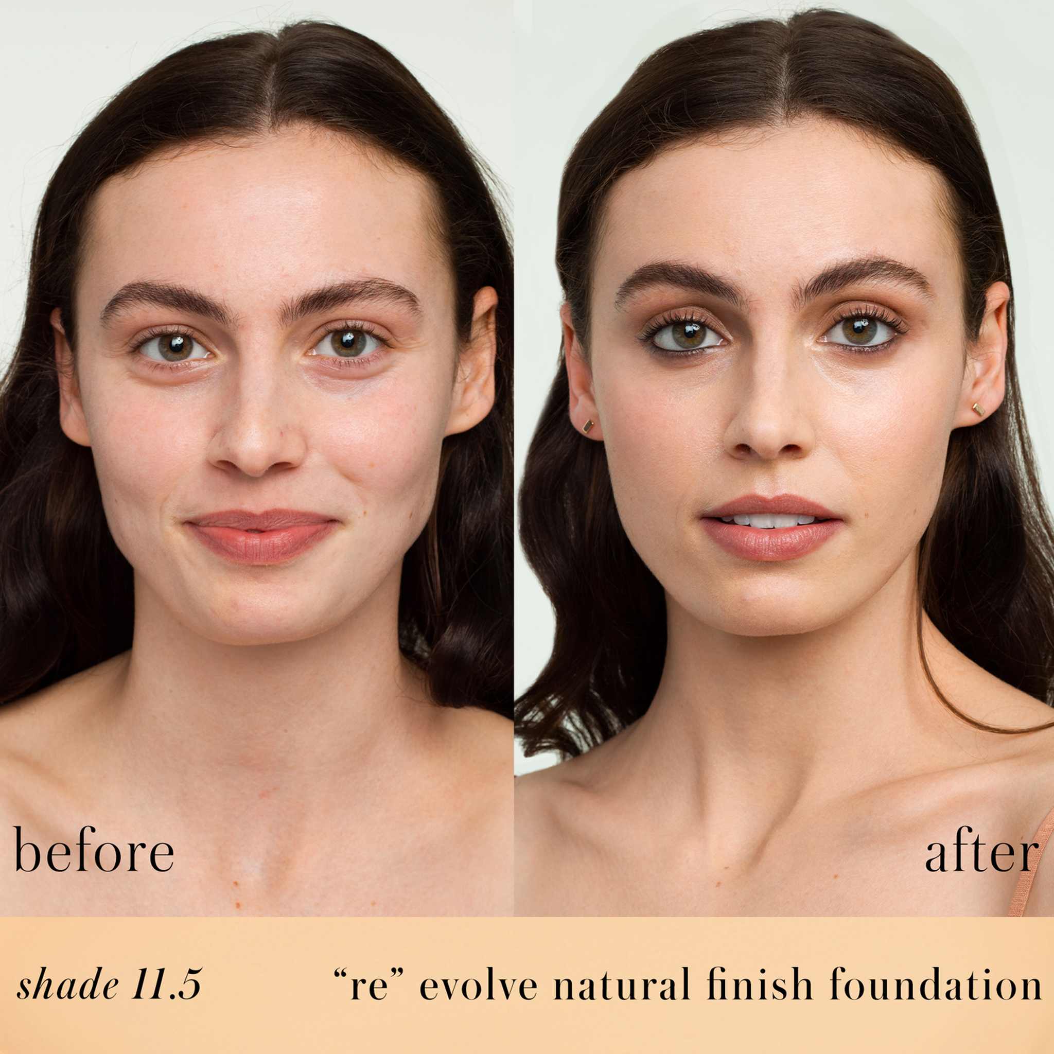 RMS Beauty ReEvolve foundation before and after on light skin shade 11.5 2
