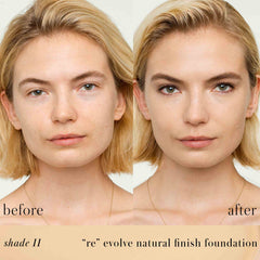 RMS Beauty ReEvolve foundation before and after on light skin shade 11 2