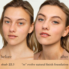 RMS Beauty ReEvolve foundation before and after on light medium skin shade 22.5 2