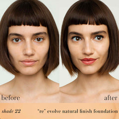 RMS Beauty ReEvolve foundation before and after on light medium skin shade 22 2